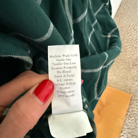 Frank & Eileen Green White Windowpane Plaid Flannel Button Down Shirt XL - Picture 9 of 10